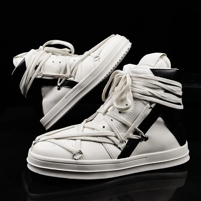 Men's Casual High-top Sports Strap Design Sneakers