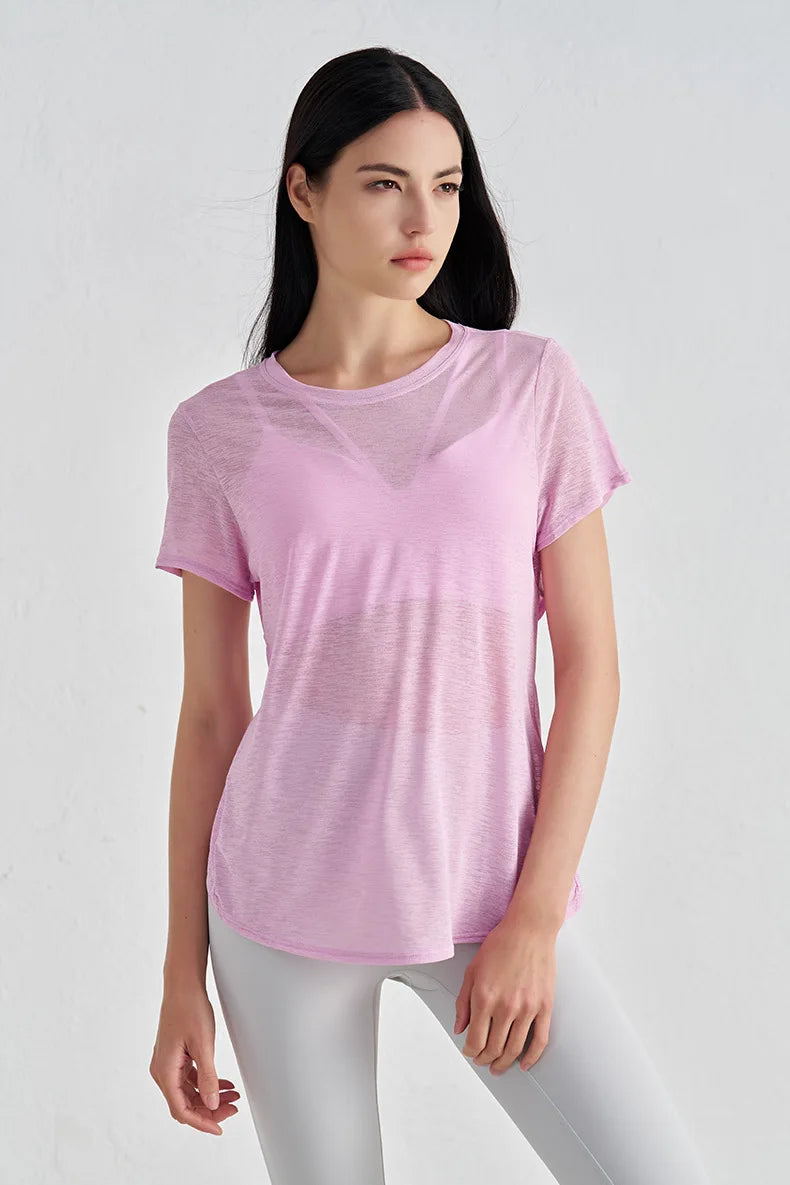 Polyester Sports T-Shirt - Breathable Yoga Running Fitness Top Plus Size