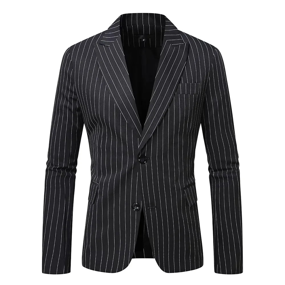 Men's Striped Blazer - Slim Fit Smart Casual Wedding Suit Jacket