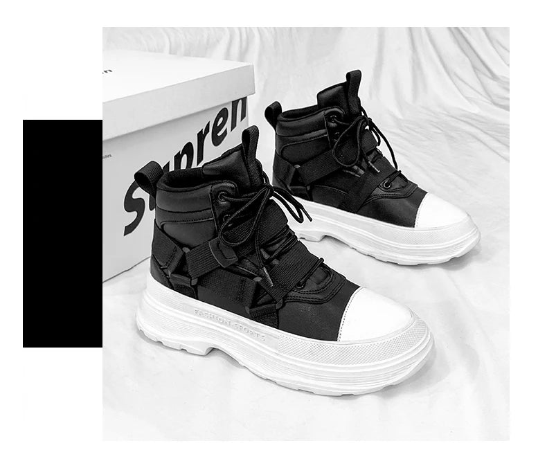 Men's High-Top Platform Sneakers - Casual Ankle Boots