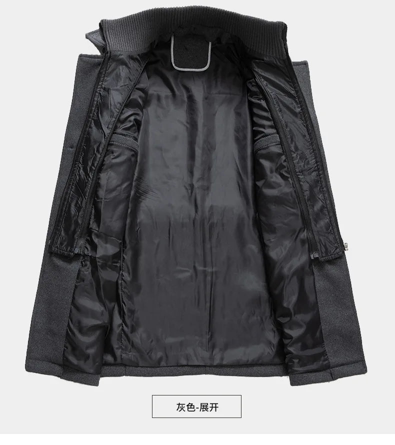 Men's Wool Blend Winter Overcoat - Single Breasted Trench Coat