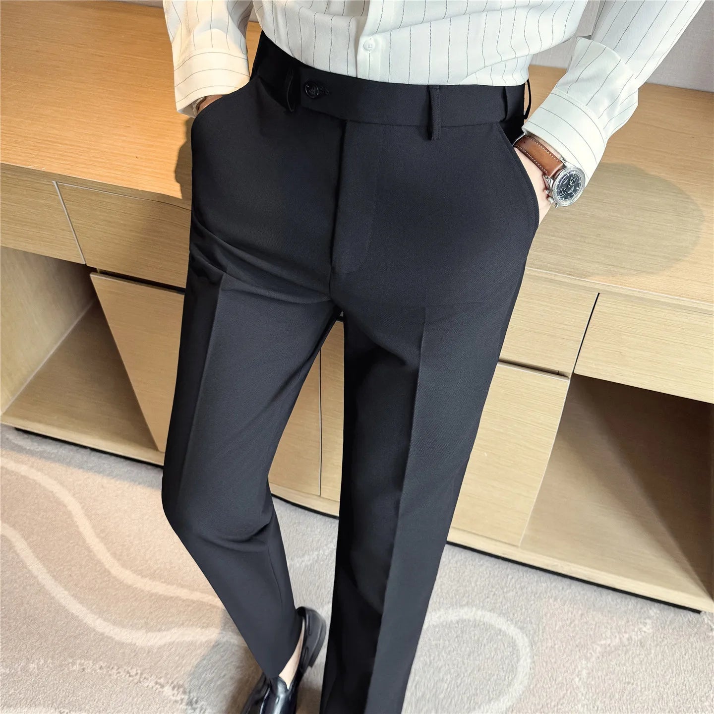 Men's Slim Fit Wrinkle-Free Suit Trousers
