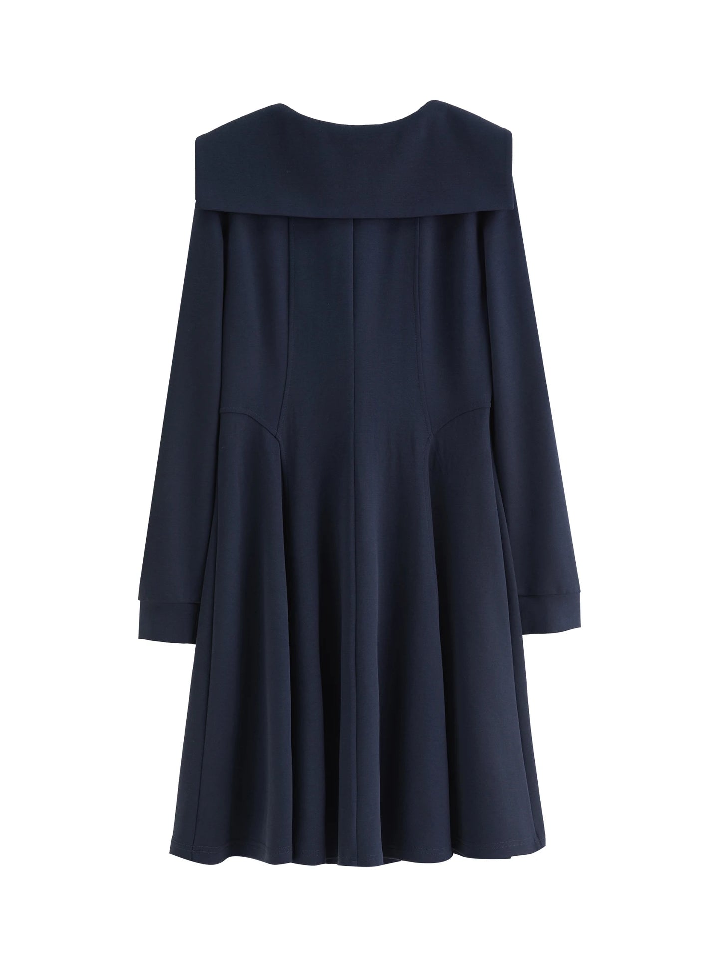 College Style Contrasting Color Wraparound V-Neck Long Dress