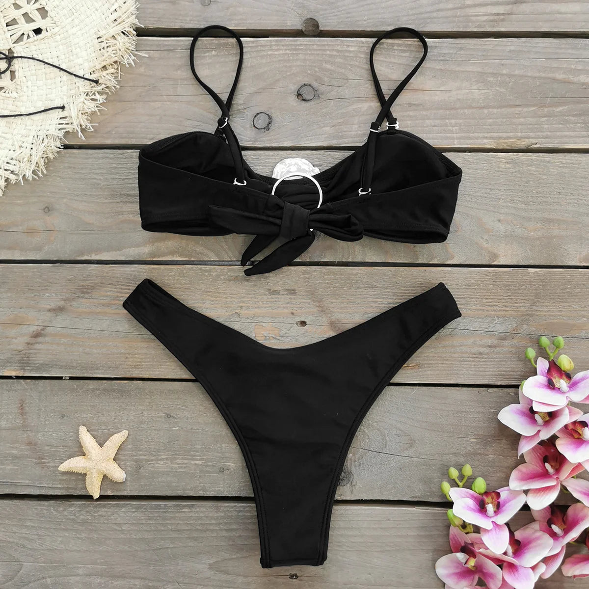 High Waist Bandage Bikini Set with Skirt - Push Up Swimwear