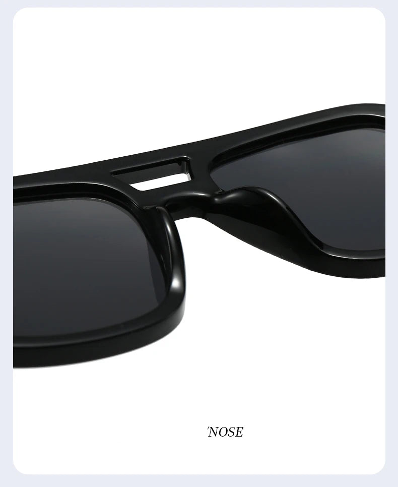 Unisex 1/4 Set Retro Large Frame Double Bridges Square Sunglasses