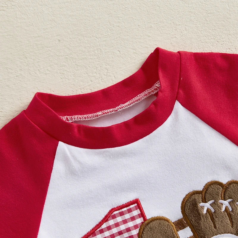 Summer Baby Boys Birthday Baseball Outfit Set - Letter Embroidery T-Shirt & Plaid Shorts (0-3Y)
