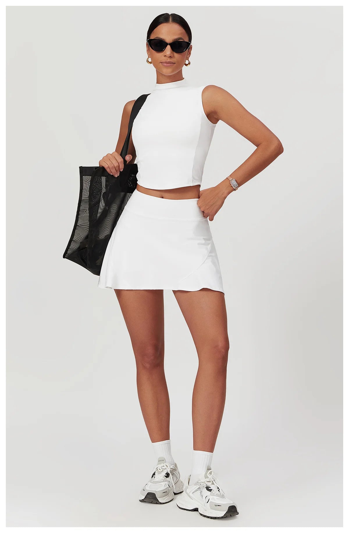 High Waist Sports Skirt - Quick Dry Yoga Skirt with Lined Shorts