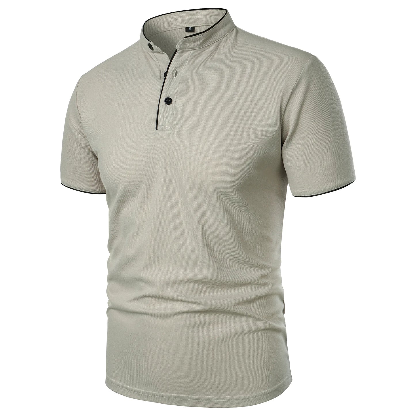 Men's Summer Short Sleeve Stand Collar Smart Casual Slim Fit Lightweight T-Shirt