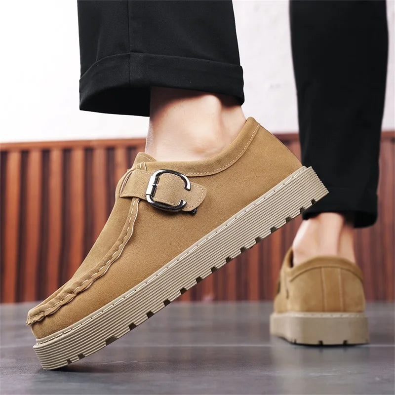 Men's Platform Sneakers - Buckle Closure Tennis Sports Shoes