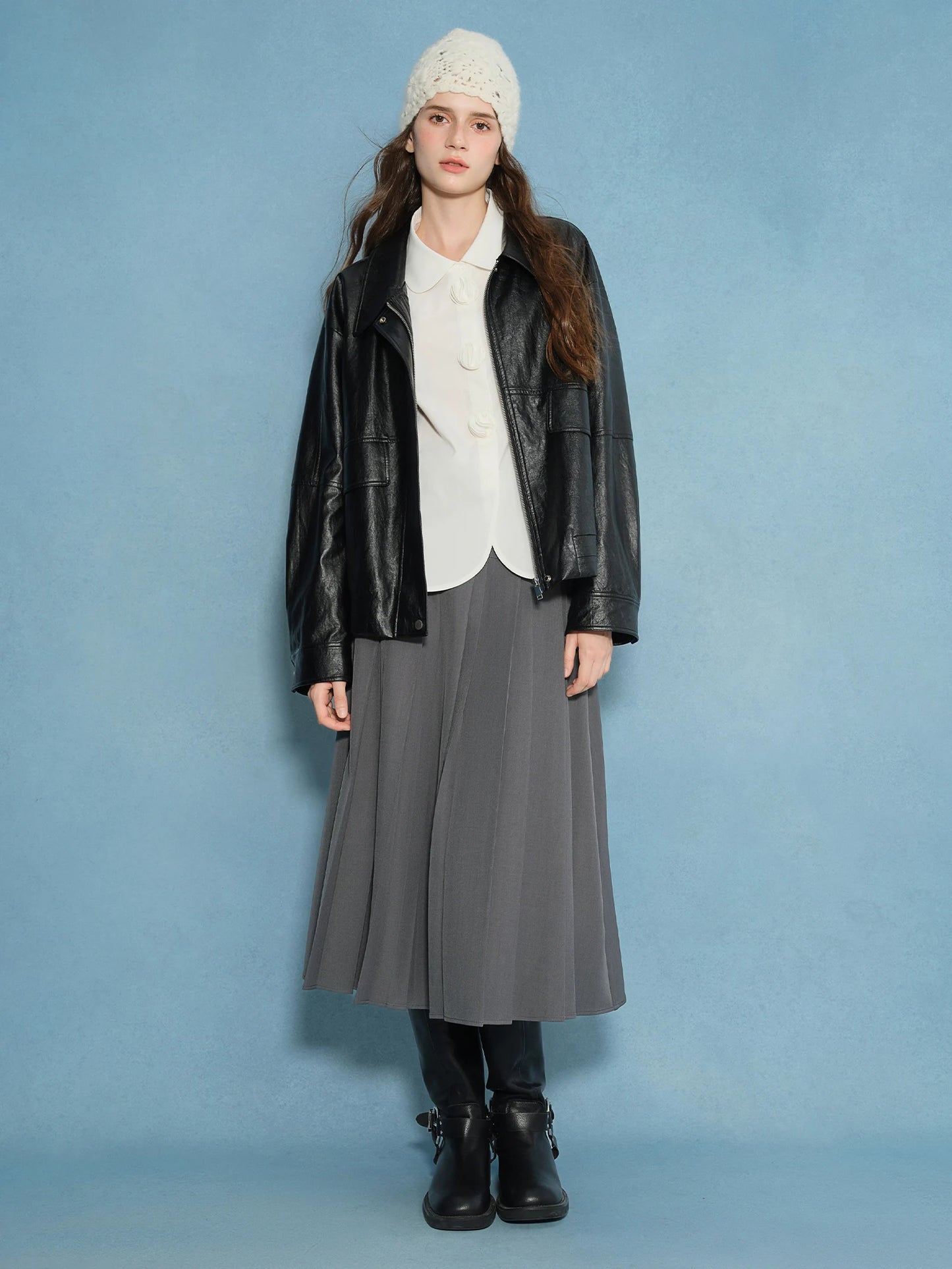 Ribbon Tie Blouse with Irregular Hem