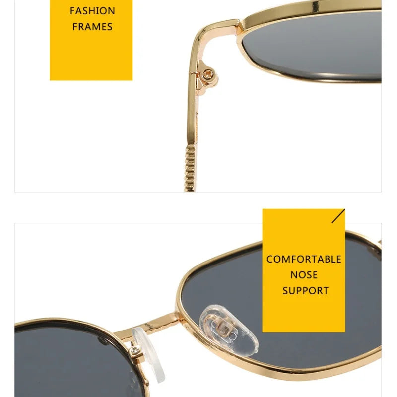 Elliptical Metal Small Frame Sunglasses UV400