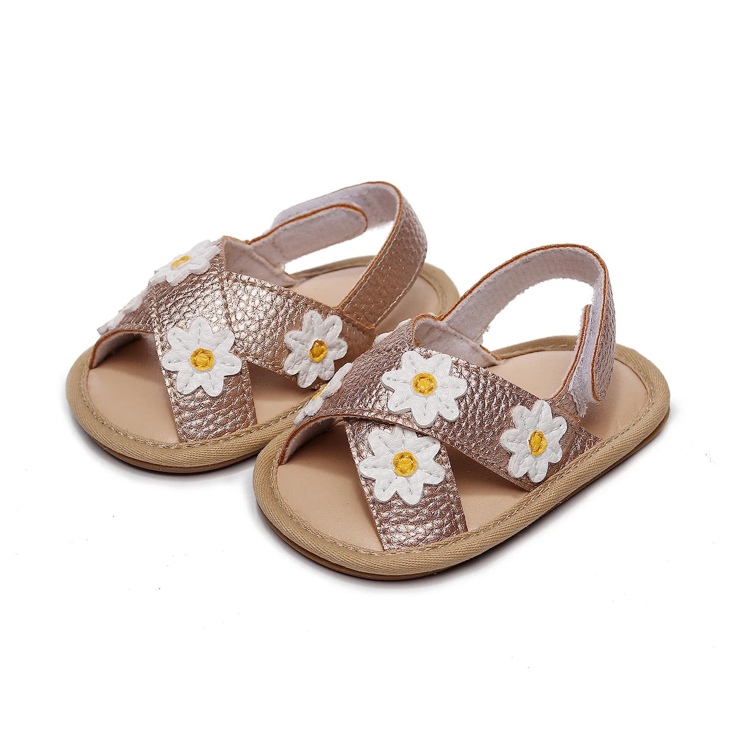 0-18M Summer Baby Girls Sandals  Floral Pattern Soft Sole  Anti-slip Flat Shoes