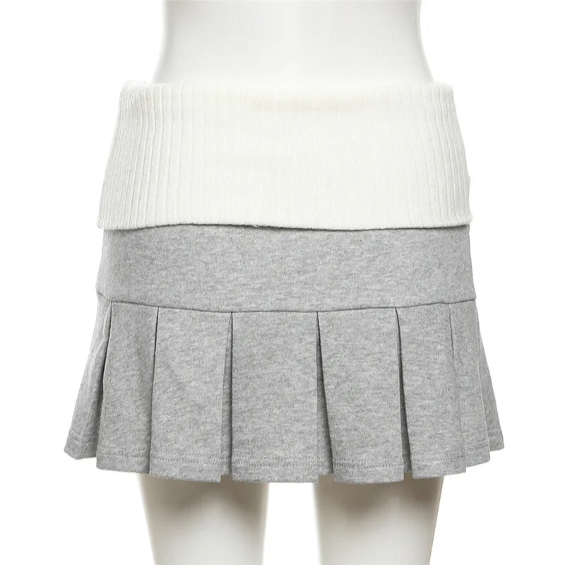 Women's Splice Sweater Skirt 2 Set - Zipper Hoodie and Mini Skirt Set