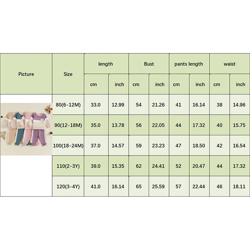 0-4Y Toddler Kids Boys Girls Fall Clothes Sets Contrast Long Sleeve Sweatshirt Tops and Pants Set