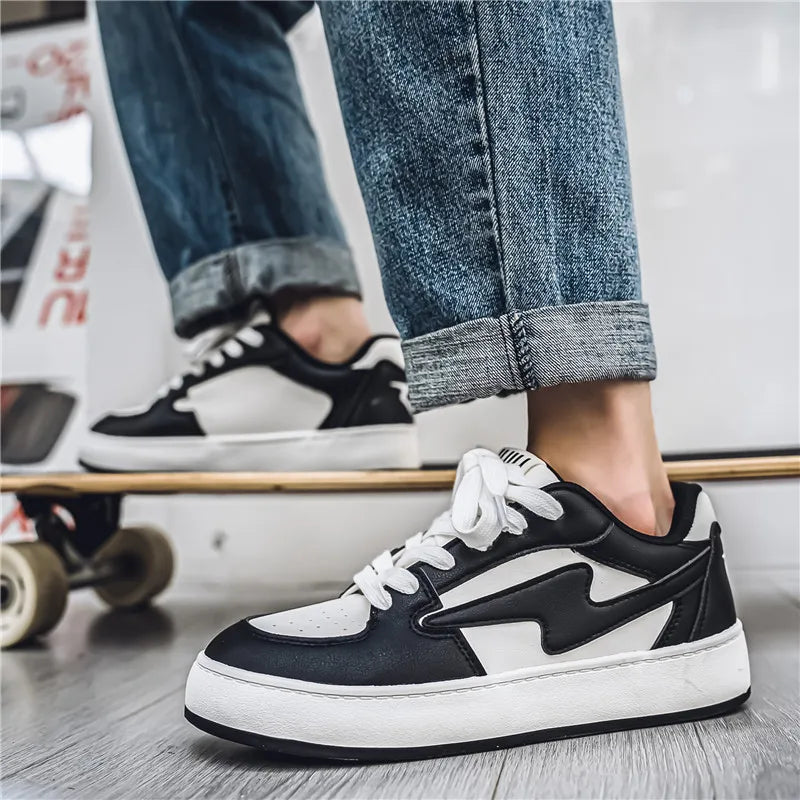 Men's Casual Sneakers Lightning Design Platform Skateboard Shoes Tennis Sports Shoes Outdoor Comfortable Vulcanized Sneakers