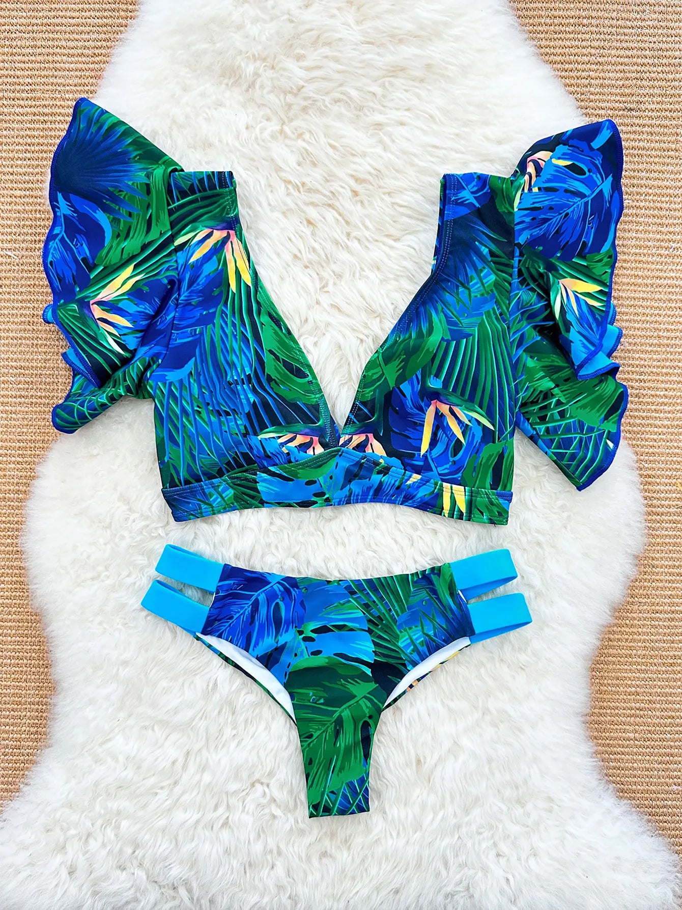 Women's Bikini Ruffle Floral Push Up Swimsuit Set