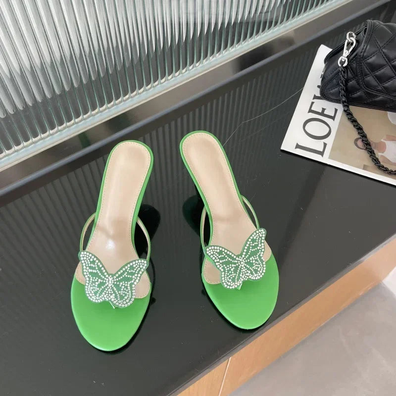 Women's Butterfly Flip Flops - High Heel Beach Sandals