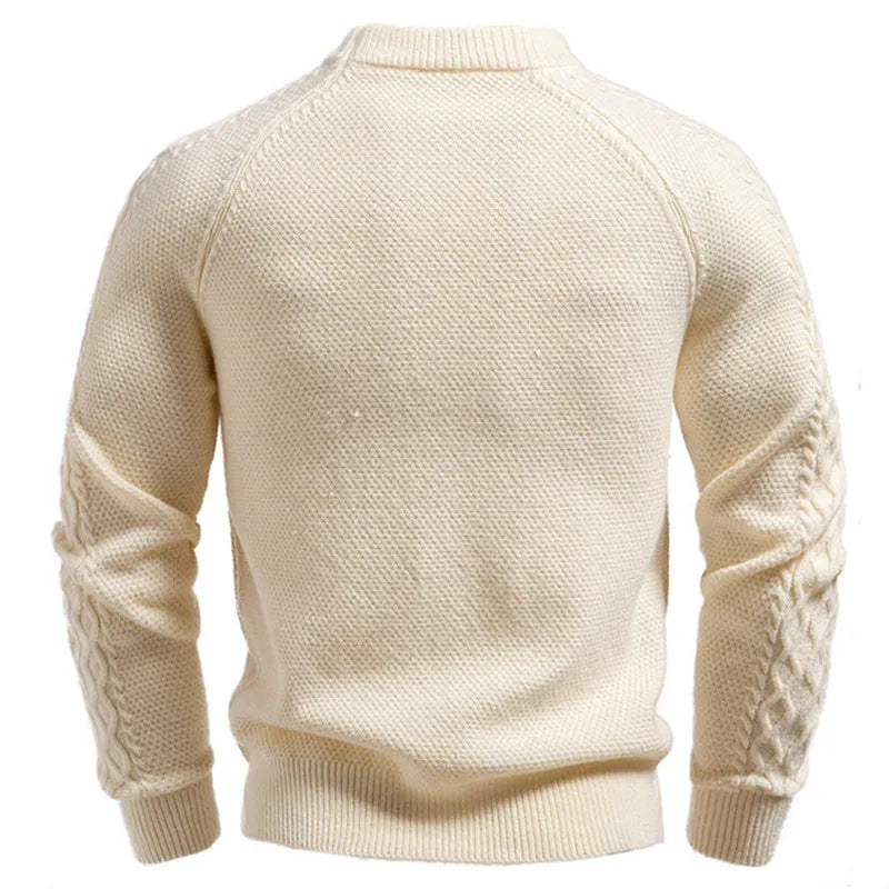 Round Neck Patchwork Pocket Knit Pullover