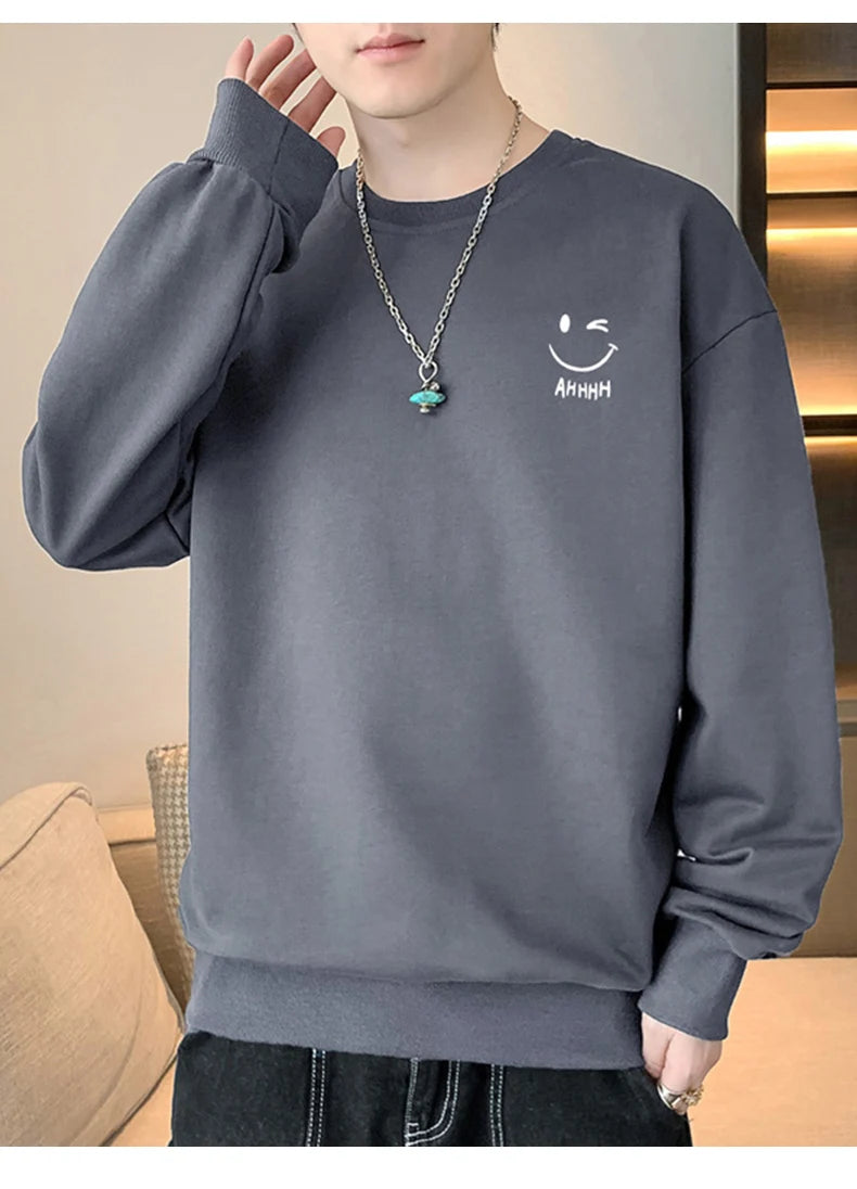 Men Long sleeved Round Neck Pullover Sweatshirt