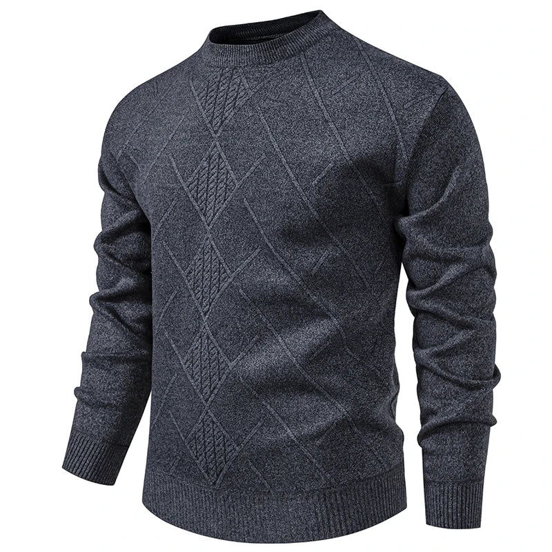 Thick Knit Geometric Pullover - Men's Warm Casual Sweater