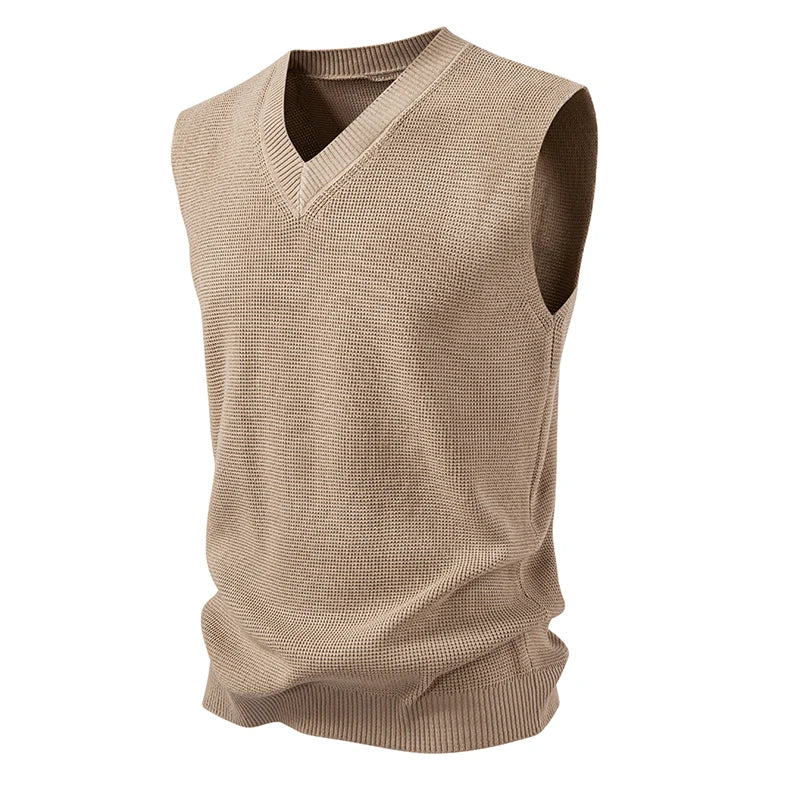 V-Neck Knitted Vest - Sleeveless Smart Casual Sweater Waistcoat