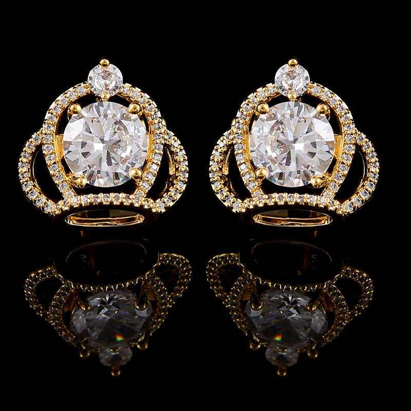 Unisex Crown Zircon Cufflinks - Button Shirt Suit Cuff Links Jewellery Accessories