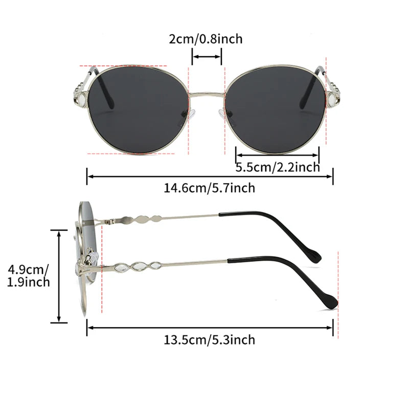 Women's Vintage Round Gradient Sunglasses with Rhinestones