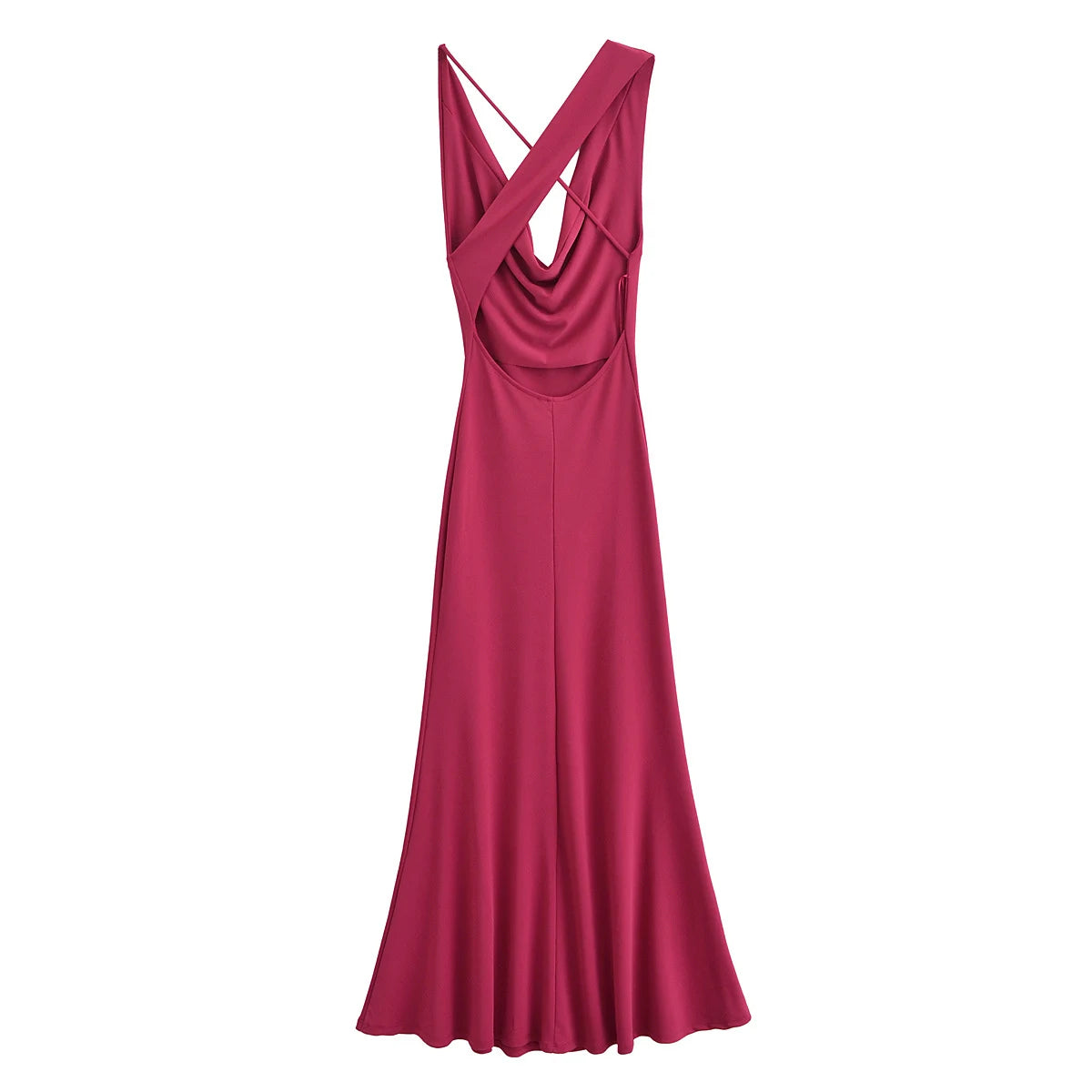 Women's Elegant Sleeveless Maxi Dress - Slim Fit with Folded Collar