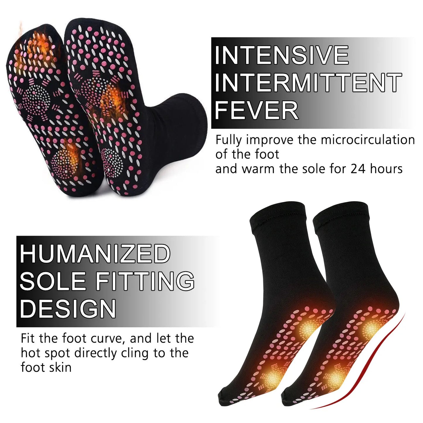 4Pairs Tourmaline Self-Heating Socks - Thermal Health Care Short Magnetic Therapy Sock