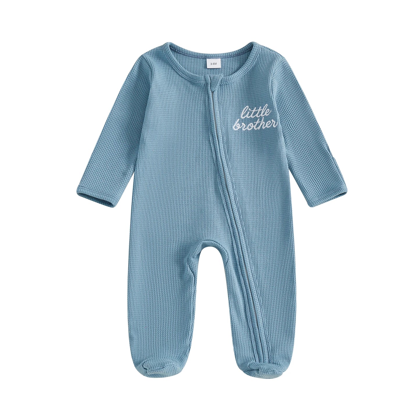 Baby Footed Romper - Long Sleeve Letter Embroidery Jumpsuit (0-12M)