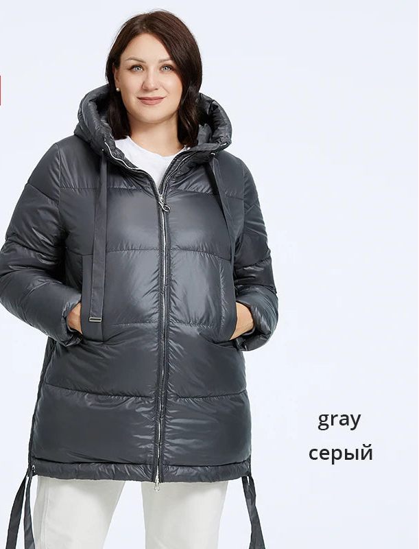 Women's Quilted Winter Parka - Plus Size Hooded Down Jacket