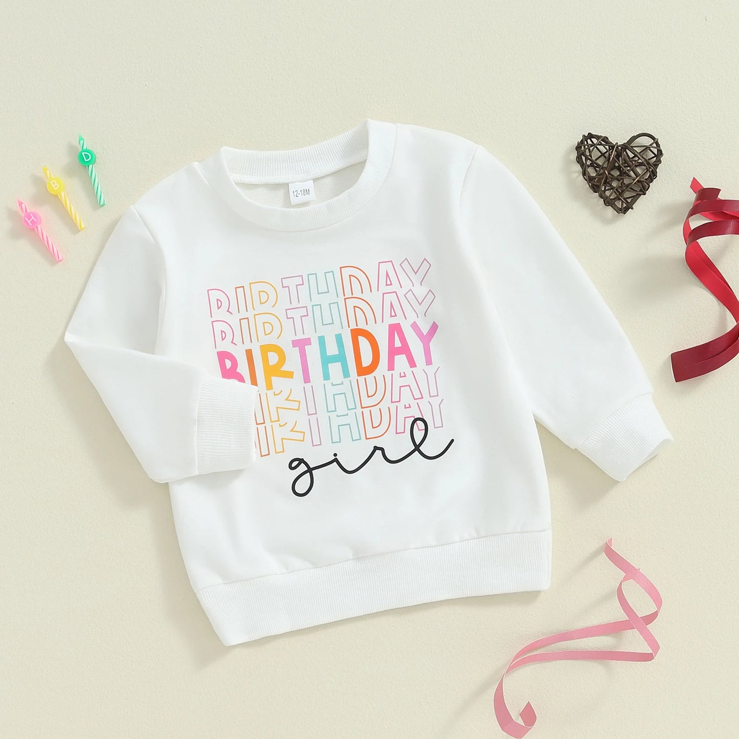Kids Girls Birthday Sweatshirt with Letter Print (2-6Y)