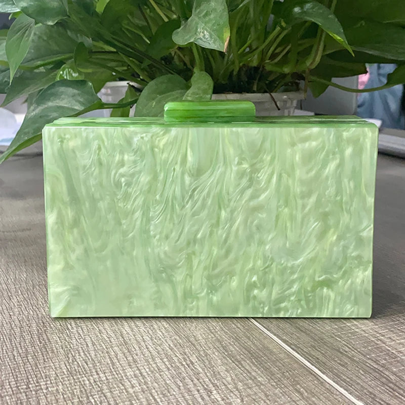 Women's Green Acrylic Crossbody Bag - Luxury Designer Clutch Shoulder Bag