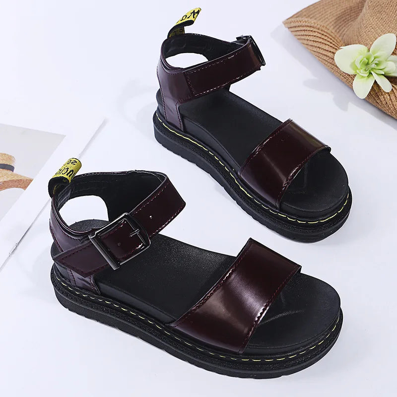 Women's Ankle Strap PU Thick-soled Soft Buckle Sandals