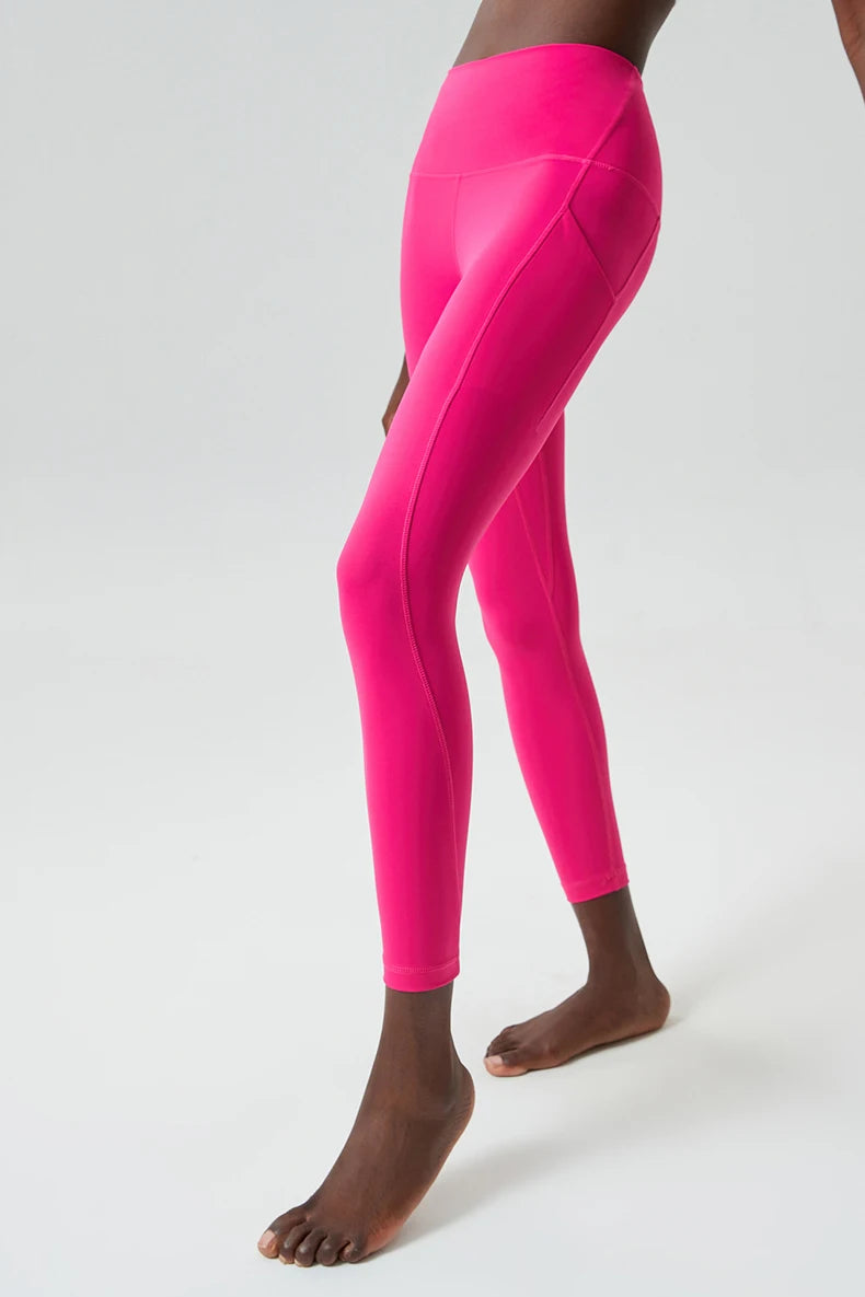 Women's High Waist Sports Leggings Buttery Soft Pocket Yoga Pants Slim Fit Stretchy Workout Running Tights Sportswear