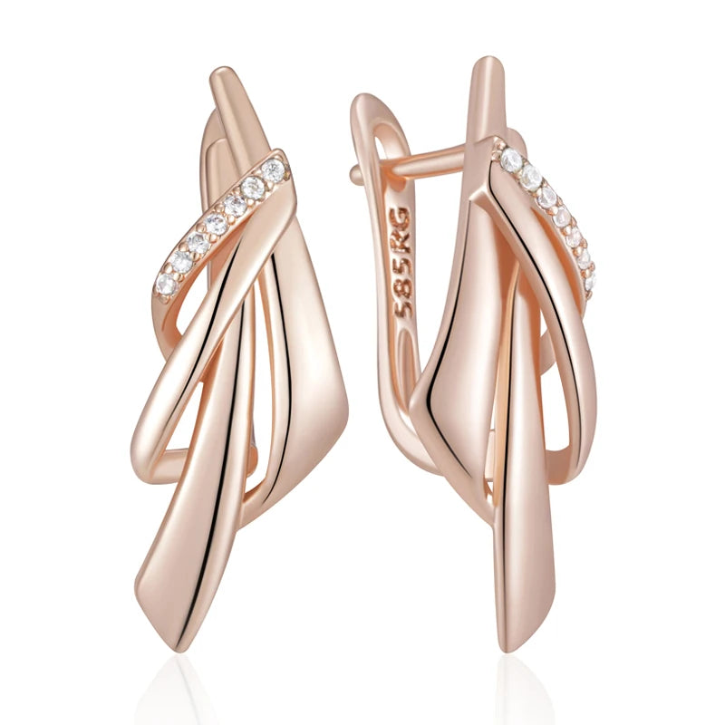 Elegant Geometric Drop Earrings - Rose Gold