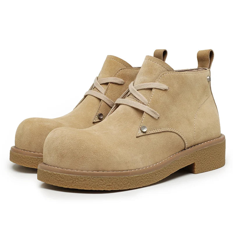 Men’s Casual Platform Lace Up British Style Chunky Ankle Boots