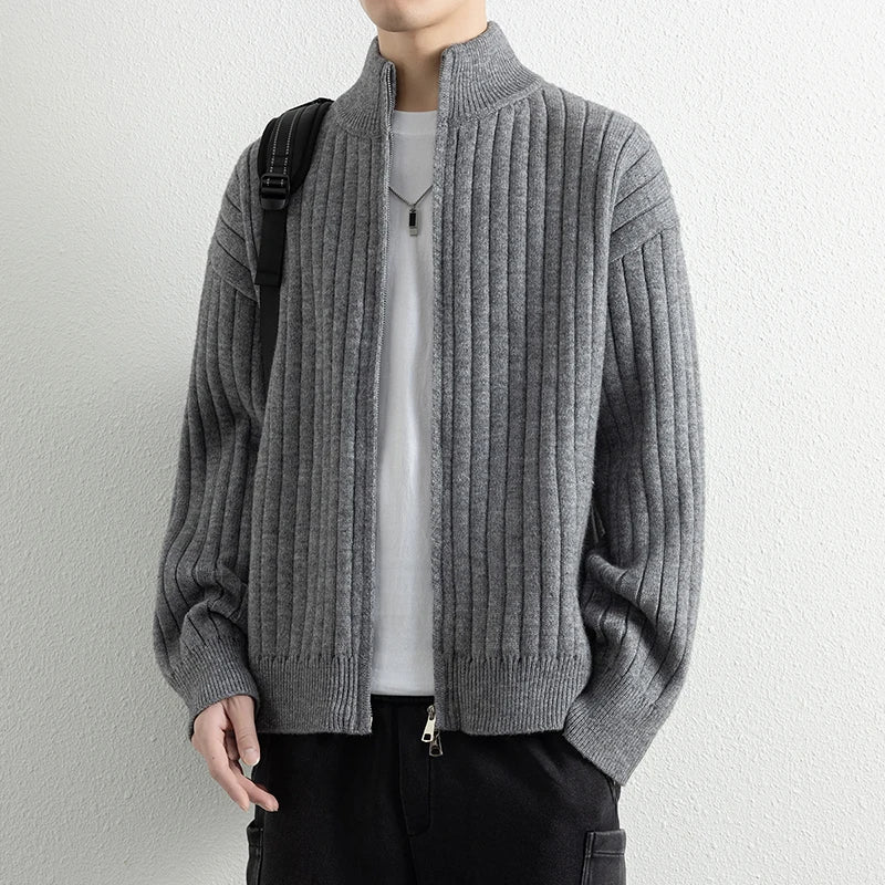 Men's V-Neck Knit Cardigan - Slim Fit Casual Sweater