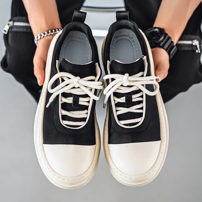 Men's Casual Platform Sports Lace Up Canvas Sneakers