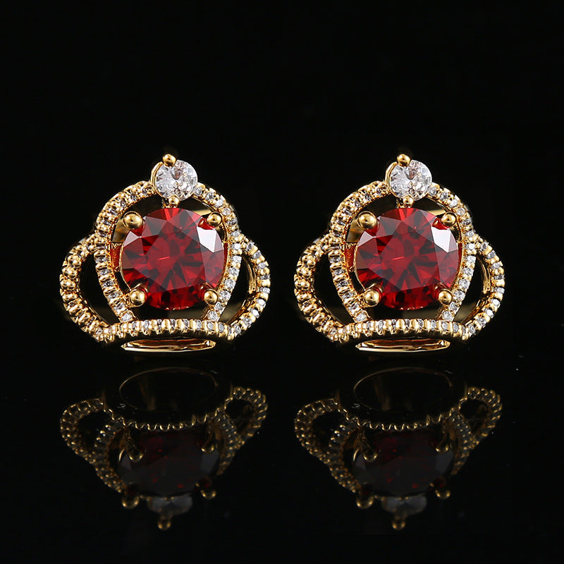 Unisex Crown Zircon Cufflinks - Button Shirt Suit Cuff Links Jewellery Accessories