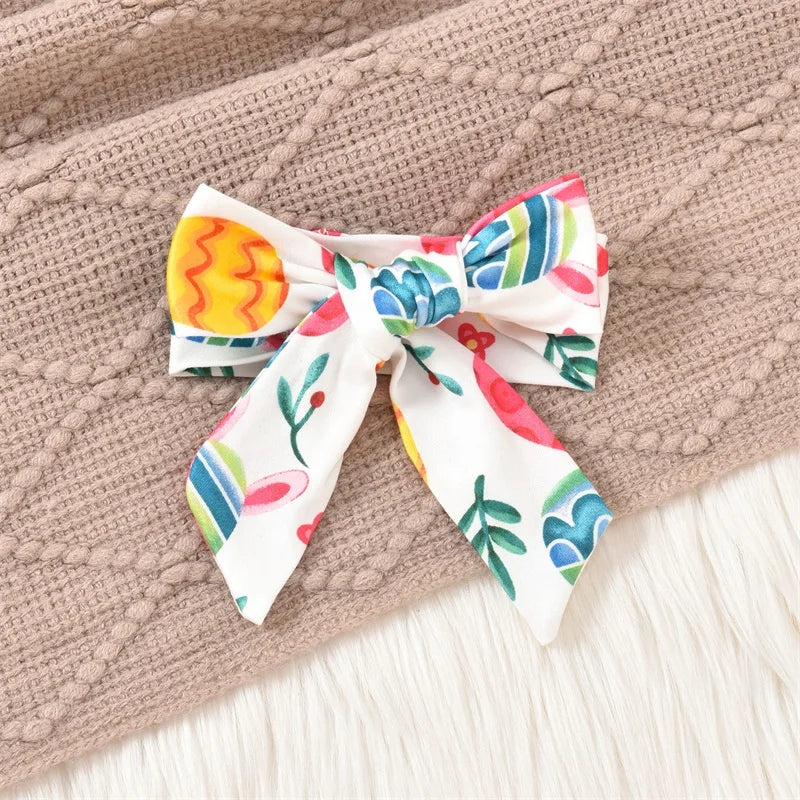 Newborn Baby Easter Jumpsuit - Long Sleeve Rabbit Egg Print Romper with Headband