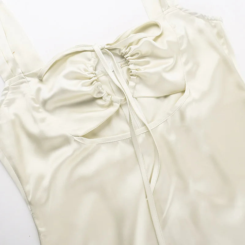 Women's Summer Tie Front Cut Out Mini Backless A-Line Backless Dress