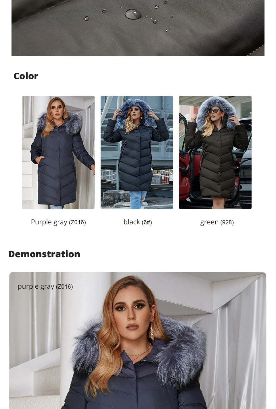 Plus Size Winter Down Jacket with Fur Collar