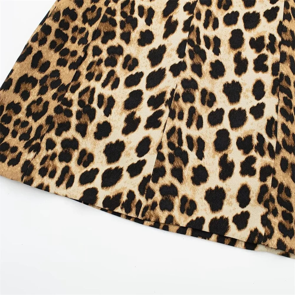 Women's Temperament Sleeveless Slim Fit Leopard Print Dress