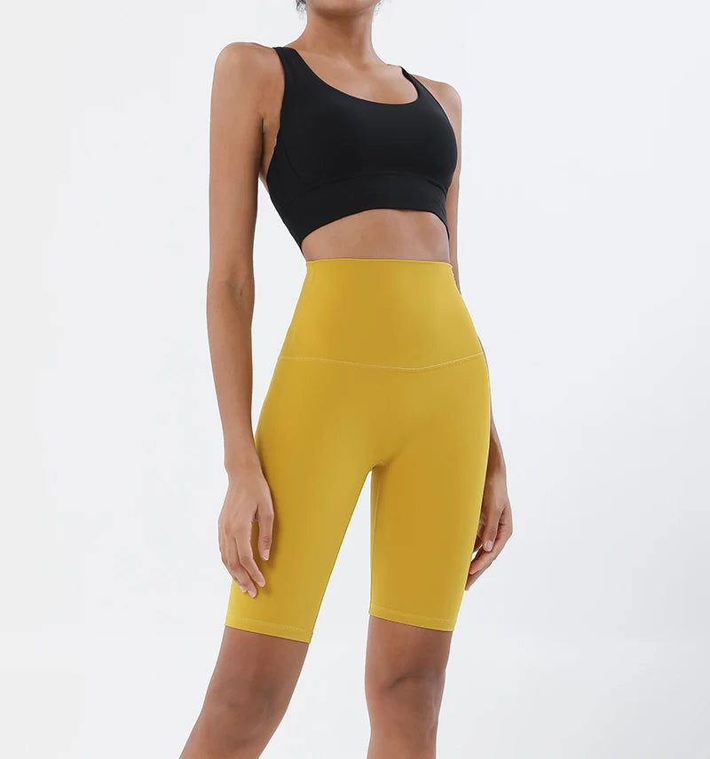 High Waist Gym Shorts 2-Pack - Women's Yoga Cycling Shorts with No T-Line