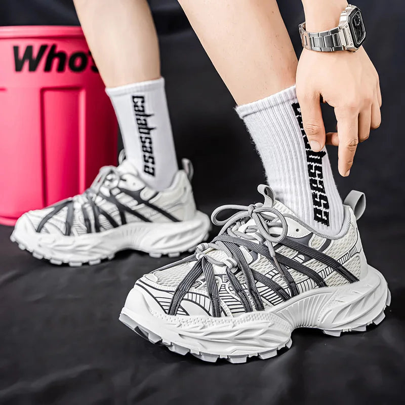 Men's Platform Strap Design Sneakers - High-Quality Sports Shoes