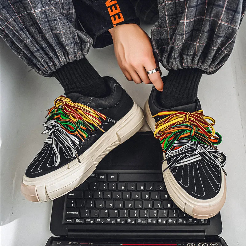 Men's Casual strap Design  Skateboard Trainers Sneakers
