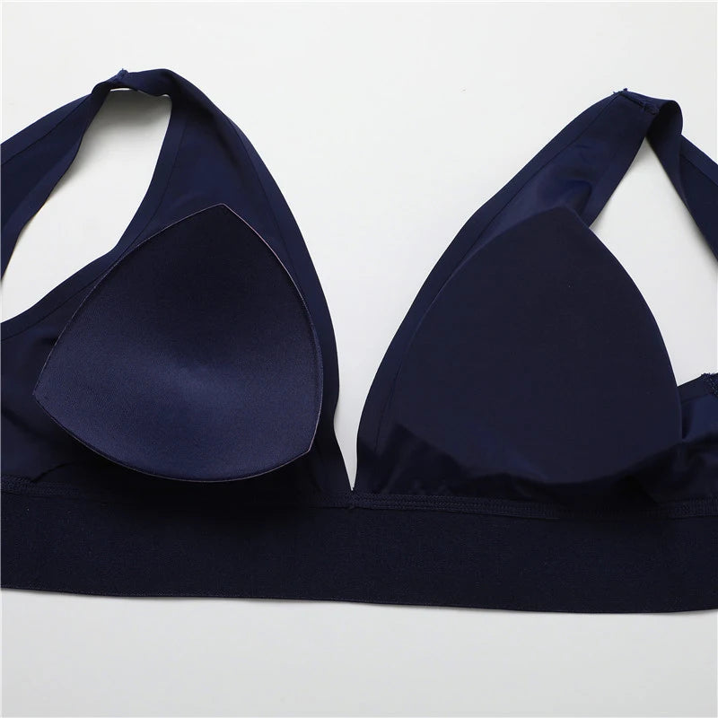 Women's Deep V Seamless Bras Push Up Padded Underwear Wireless Plus Size Tops  Invisible Bralette Lingerie
