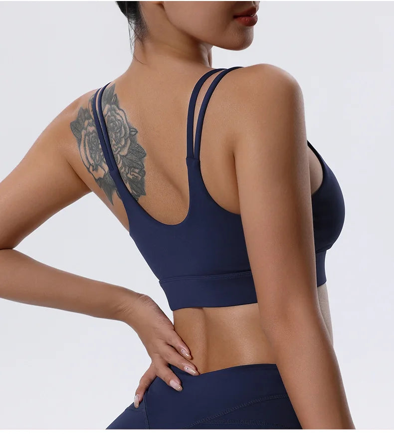 Women's High Impact Push-Up Sports Bra – Open Back Gym Crop Top