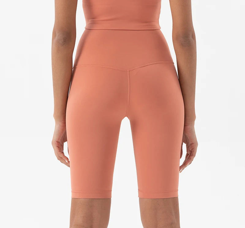 High Waist Gym Shorts - Women's Yoga Cycling Shorts with No T-Line